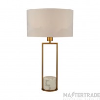 Searchlight Gold Table Lamp With White Marble Base And Drum Shade