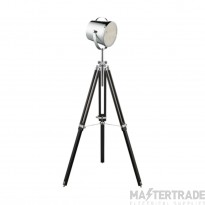 Searchlight 1 Light Stage Floor Lamp In Chrome And Black With Shade -Height: 1500mm
