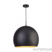 Searchlight Industrial Pendant 1 Light Ceiling In Black And Gold Dia: 420mm