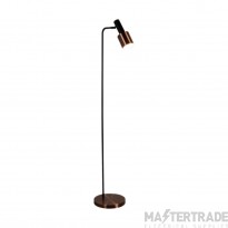 Searchlight Denmark 1Lt Floor Lamp, Black, Antique Copper
