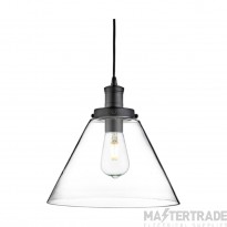 Searchlight Pyramid 1 Light Ceiling Pendant In Black With Clear Glass