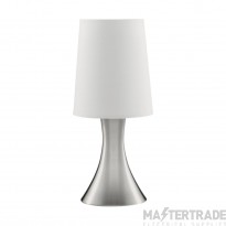 Searchlight Touch Table Lamp, Satin Silver Base, White Tapered Shade