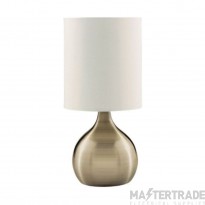 Searchlight Touch Table Lamp, Antique Brass Base, White Drum Shade