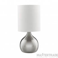 Searchlight Touch Table Lamp, Satin Silver Base, White Drum Shade