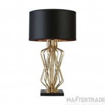 Searchlight Ethan Table Lamp With Marble Base, Gold Black Drum Shade, Interior