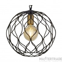 Searchlight Finesse 1Lt Round Pendant With Wavey Bar Detail Black Gold