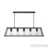 Searchlight Voyager 5 Light Ceiling Bar Pendant In Matt Black With Clear Glass
