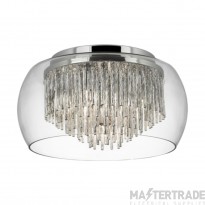 Searchlight Curva 4 Light Flush Ceiling In Chrome And Clear Glass