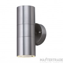 Searchlight 2 Light Outdoor Tube Wall With Clear Glass In Stainless Steel