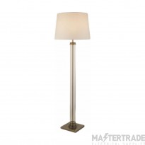 Searchlight Pedestal Floor Lamp Glass Column & Antique Brass Base, Cre