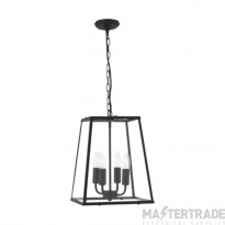 Searchlight Voyager 4 Light Tapered Ceiling Pendant In Matt Black With Clear Glass