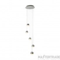 Searchlight Marbles Five Light Ceiling Pendant Cluster In Chrome With Crushed Glass