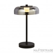 Searchlight Frisbee 1lt Led Table Lamp, Matt Black With Smoked Glass