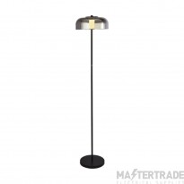 Searchlight Frisbee 1lt Led Floor Lamp, Matt Black With Smoked Glass