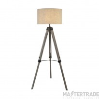 Searchlight Easel Floor Lamp, Washed Brown Base, Linen Drum Shade