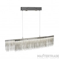 Searchlight Memphis Long Ceiling Pendant Light In Satin Silver With Metal Fringe Shade