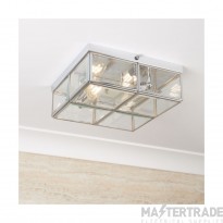 Searchlight 2 Light Flush Ceiling In Chrome Frame With Bevelled Glass
