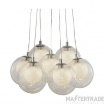 Searchlight Cluster 7Lt Led Ball Pendant Chrome With Clear Glass & Crystal Sand Balls