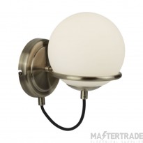 Searchlight Sphere One Light Wall In Antique Brass With Glass Shade