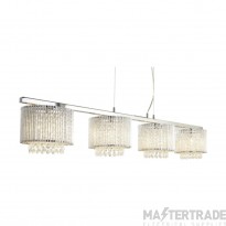 Searchlight Elise Four Light Bar Pendant Ceiling In Chrome With Crystal Drop Shades