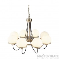Searchlight Sphere Eight Light Ceiling Pendant In Antique Brass With Glass Shades