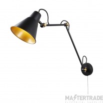 Searchlight One Light Adjustable Wall In Black And Gold Height: 730mm