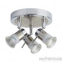 Searchlight 3 Light Round Ceiling Spot In Chrome And Satin Silver