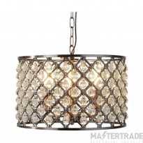 Searchlight Marquise Three Light Ceiling Pendant In Antique Copper And Crystal: Width:380mm