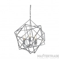 Searchlight Cube Three Light Ceiling Pendant In Chrome