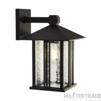 Searchlight Venice 1lt Outdoor Wall / Porch Light Black With Water Glass