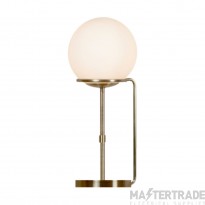 Searchlight Sphere One Light Table Lamp In Antique Brass With Glass Shade