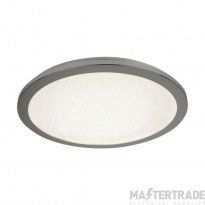 Searchlight Bathroom Flush Ceiling Light In Chrome With Sanded Glass Dia: 400mm