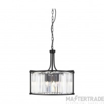 Searchlight Victoria 5 Light Ceiling Pendant In Black And Crystal Glass Dia: 500mm
