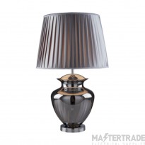 Searchlight Elina Table Lamp Large Glass Urn, Smokey Glass, Chrome, Pewter Pleated Shade