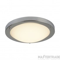 Searchlight Flush Ceiling LED Light In Satin Silver With Glass Width: 310mm
