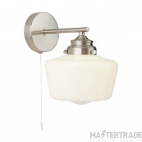 Searchlight School House 1Lt Wall Light , Satin Silver With Opal Glass
