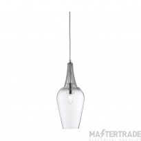 Searchlight Whisk 1 Light Ceiling Pendant In Chrome With Opal Glass