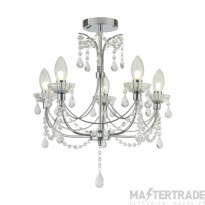 Searchlight Autumn 5 Light Ceiling Chandelier In Chrome And Crystal