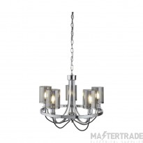 Searchlight Catalina Five Light Ceiling Pendant In Chrome with Smokey Glass