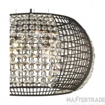 Searchlight Cage 4Lt Black Round Pendant With Crystal Glass Panels