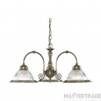 Searchlight American Diner 3 Light Ceiling Pendant In Antique Brass
