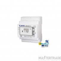 Three Phase DIN Rail kWH Meter, 0.33VAC, Milivolt, CT Operated, Multifunction