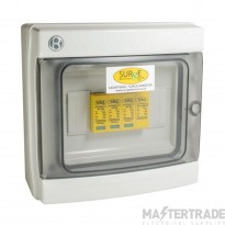 SPD SY12350KA4P/ENC Type 1+2+3, 50kA, 3 phase, with window indication, complete in IP65 polycarbonate enclosure