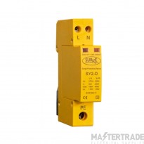 SPD SY2-D Type 2+3 Surge Protection Device, Single Module, 2 pole with replaceable modules and window indication