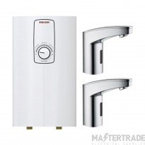 Stiebel Eltron DCE-S 10/12 Compact Instantaneous Water Heater c/w 2x WSH20 Sensor Taps White