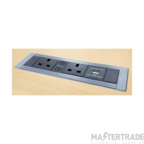 Tass Power Unit Desk Flush & 2x2.1A Dual USB 4x5A 376x63mm Dark Grey/Black