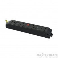 Tass Power Unit Under Desk 4xSocket c/w Master On/Off Neon Switch 4x5A 360x42x62mm Black