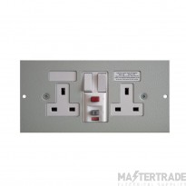 Tass Socket Twin Switched RCD Protected 185x89mm Light Grey Galvanised Steel