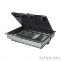 Tass Floor Box Cavity 3 Compartment c/w 20mm Knockouts 303x221mm 64mm Galvanised Steel/Polycarbonate