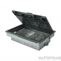 Tass Floor Box Cavity 4 Compartment c/w 20 & 25mm Knockouts 303x221mm 80mm Galvanised Steel/Polycarbonate